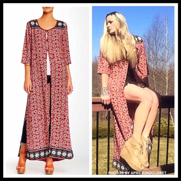 LONG BOHO KIMONO CARDI CAPE CARDIGAN A3C - Picture 2 of 8